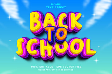 Colorful 3D text back to school against blue sky. Suitable for educational banners, posters, social media posts, and school related designs.
