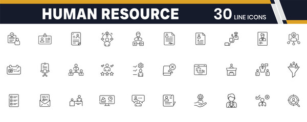 Human Resource and Recruitment Icons Set for Hiring, Interview and Employee Management Tasks