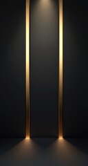 Dark backdrop with gold accents and spotlight
