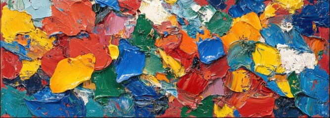 Vibrant abstract expressionism painting showcasing bold strokes and a riot of colors