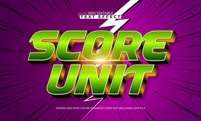 score unit editable text effect with a sport and team text style
