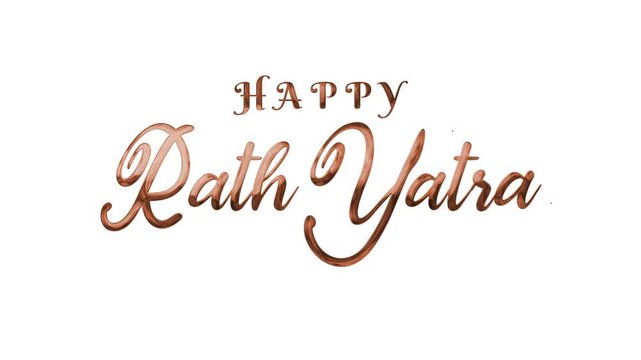 Rose gold happy rath yatra text animation suitable for festive social media posts, greeting cards, invitations, and banners for celebratory occasions.