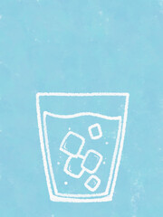 クレヨンで描いた水色のドリンクイラスト