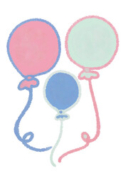 クレヨンで描いた風船の手書きイラスト