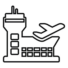 airport set line icon design. airport set thin black outline symbol vector illustration. editable stroke icon on transparent background.