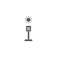 Solar Charging Station Tall Charging Station with a Sun Symbol Vector Silhouette Flat Icon Design