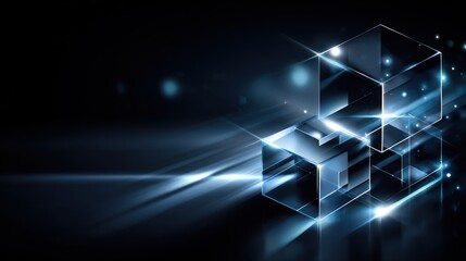 Abstract digital art featuring glowing cubes