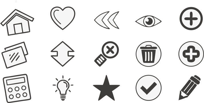 Black silhouette icon set depicting business communication planning scheduling and tasks in outlined circular designs