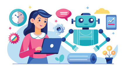 search concept character using artificial intelligence illustration icon