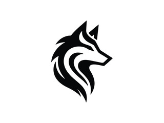 Aggressive Wolf Head Icon in Tattoo Style Design