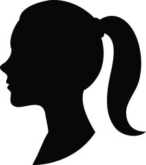 Female Silhouette Profile with Flowing Long Hair