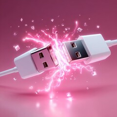 USB cable breaking apart with energy
