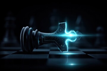 Chess piece, futuristic, digital