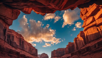 Red Rock Canyon Landscape with Sky and Clouds Formation