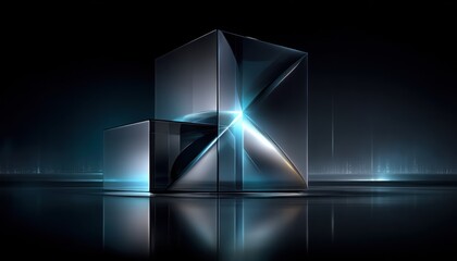 Abstract geometric shapes with light reflections