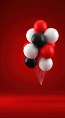Bunch of colorful balloons on a red background