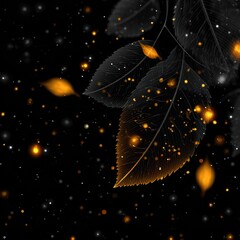 Dark leaves with golden sparkles