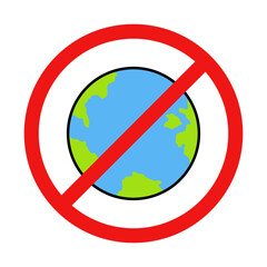 No Globe Sign on White Background