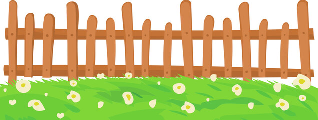 Obraz premium crossbar fence with yellow flowers vector icon for outdoor landscape, gardening or countryside scenery