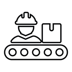 assembly line line icon design. assembly line thin black outline symbol vector illustration. editable stroke icon on transparent background.