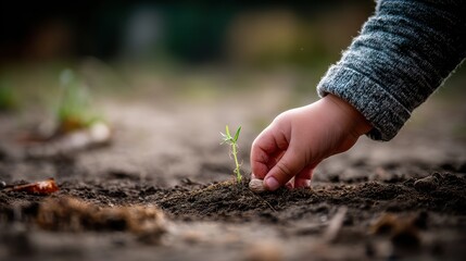 Child Planting a Seed Symbol of Growth and Hope