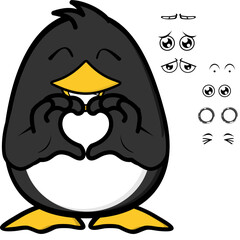 penguin character cartoon expressions pack collection in vector art