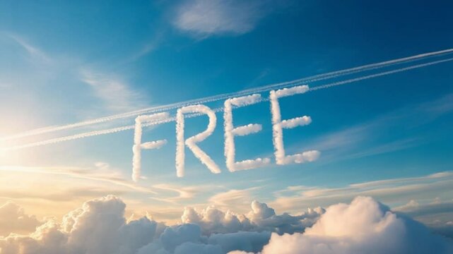 Airplane Writing Free in Sky with Vapors Trails - Travel Concept