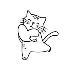 cute cat hugging a heart