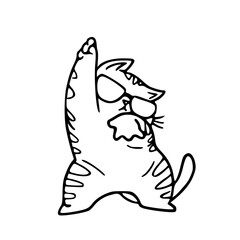 Naklejka premium playful feline pose vector drawing