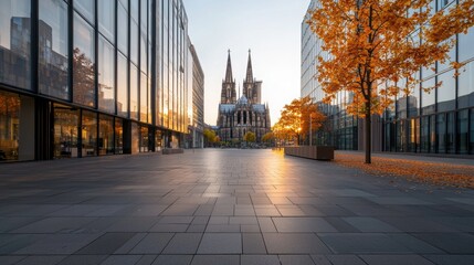 Majestic Gothic Architecture of the Ancient Cathedral in Cologne at Sunset
