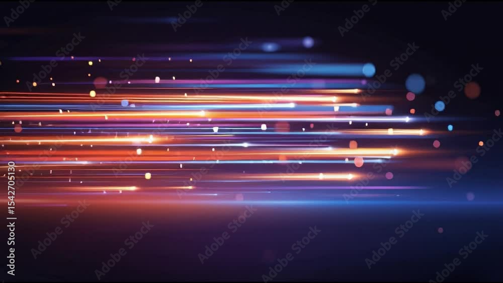 Wall mural abstract colorful light streaks and glowing particles in motion creating futuristic dynamic energy w