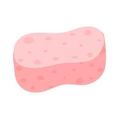 Colorful pink sponge resting on a white background in a simple and minimalistic style
