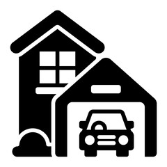 garage glyph icon for private residential house storage