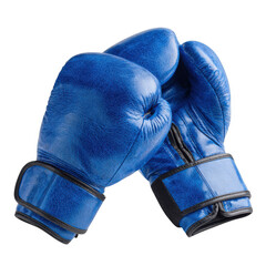 Pair of blue boxing gloves isolated on transparent background