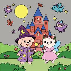 Cute Dogs and Cats  Magic Castle.eps