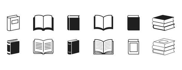Book Icons Set: Education, Knowledge, Reading, and Library Vector Graphics

