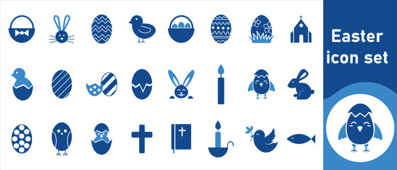 Easter icon set, cute bunnies, baby chicks, simple design, seasonal decor, decorated eggs, rustic, minimal, cake, cute bunnies, pastel colors, whimsical, joyful and more
