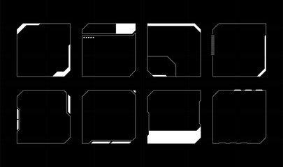 Futuristic Cyberpunk Frame Elements. Abstract HUD Technology User Interface.