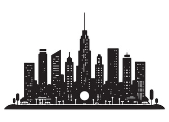 City Skyline Silhouette Illustration Urban Landscape Modern Architecture