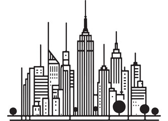 Silhouette of a modern city skyline buildings and architecture