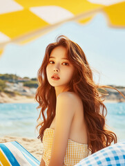 햇살 아래의 여름 미인
