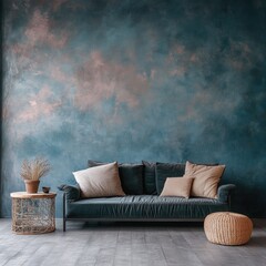 Dark Teal Living Room with Sofa