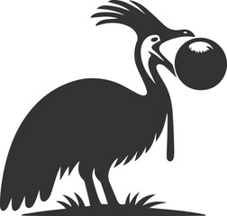 Fototapeta premium Black illustration vector of a cassowary bird silhouette drawing