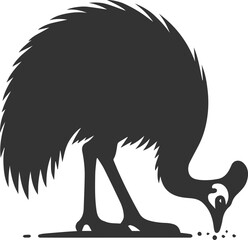 Black illustration vector of a cassowary bird silhouette drawing