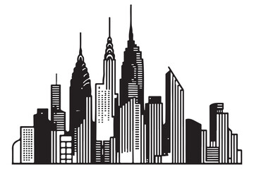 Iconic Cityscape Silhouette an Enduring New York Skyline Illustration Art