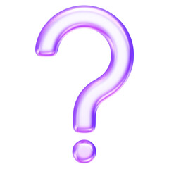 Question mark icon in purple glass style, symbolizing help, FAQ, support query, inquiry, 3d rendering