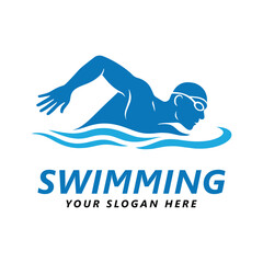 Swimming logo vector illustration design template