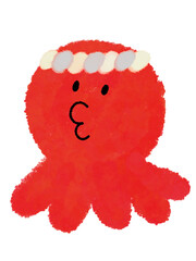 クレヨンのタコの手書きイラスト