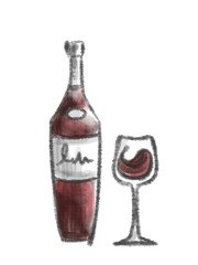 水彩で描いたワインの手書きイラスト