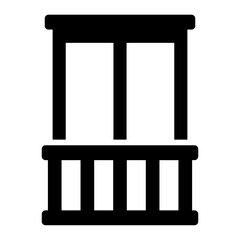 glass door balcony glyph icon for modern residential architecture
